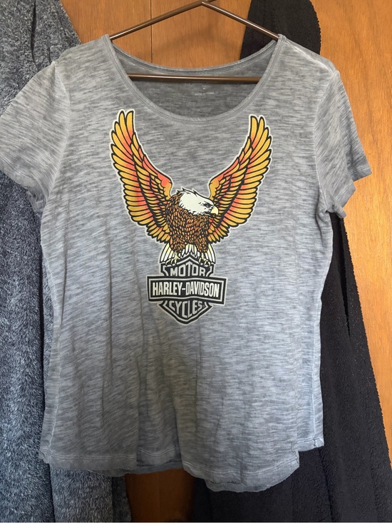 Harley-Davidson Tops - Harley-Davidson Light Gray Tee with Orange and Yellow Eagle